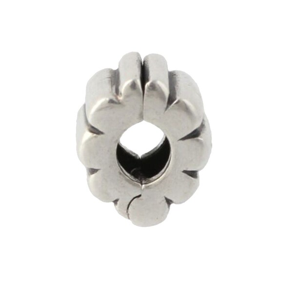 Authentic Pandora Ribbed Clip Silver Bead Charm - Picture 2 of 3